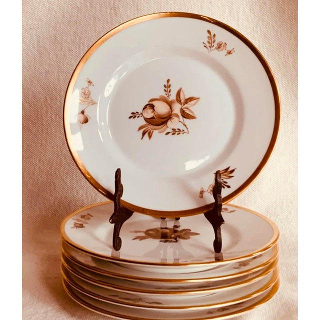 1960s Royal Copenhagen Brown Rose Hand-Painted Porcelain Small Plates Set of 6 For Sale - Image 6 of 15