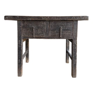 Vintage Elm Wood Painted Console With Drawers 41" For Sale