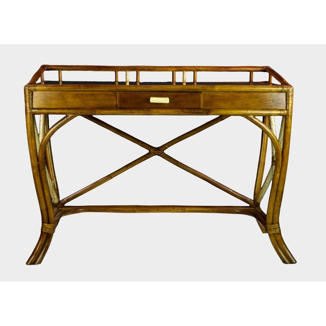 Tommi Parzinger 1960s Rattan Willow and Reed Desk With Chair Attributed toTommi Parzinger For Sale - Image 4 of 8