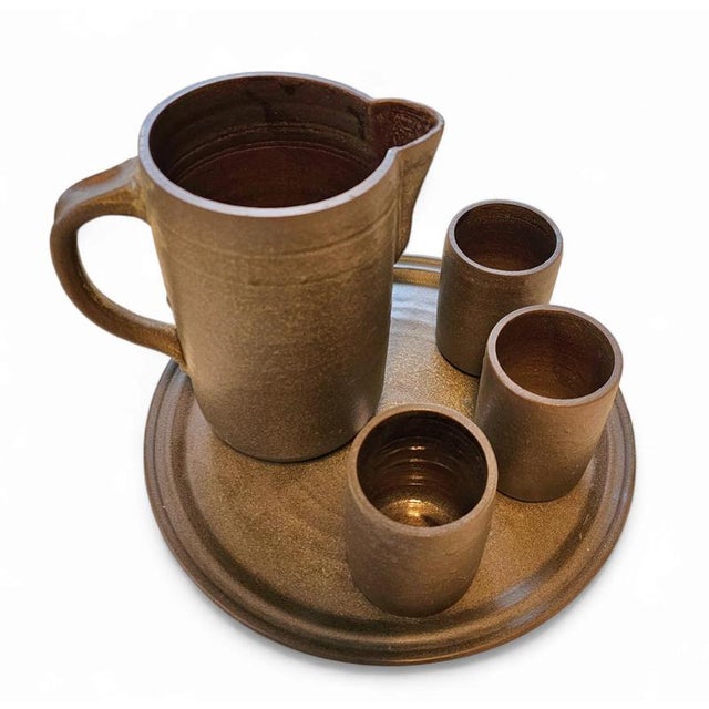 Brown Minimalist Ceramic Tea Service, Set of 5 For Sale - Image 8 of 8