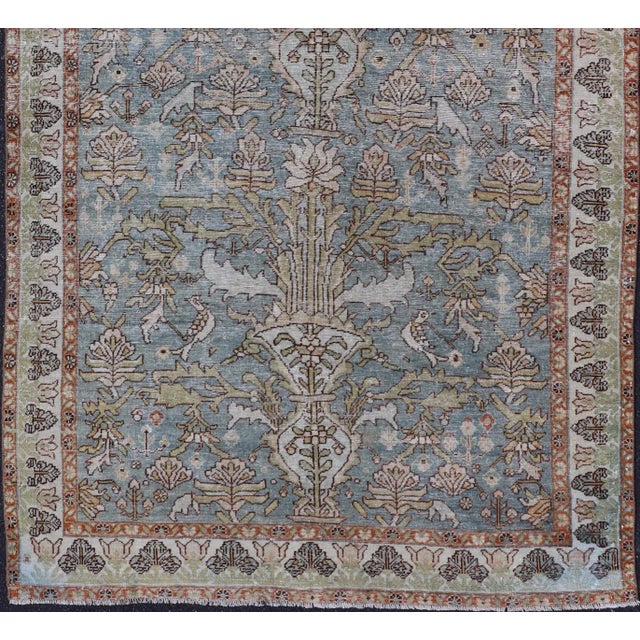 Antique Persian Sultanabad Rug With Soft Blue Palette 5'0 X 8'0 For Sale In Atlanta - Image 6 of 12