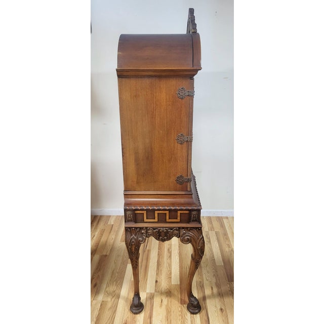 Wood Antique American Adams Painted Berkey & Gay Silver Chest Cabinet on Stand For Sale - Image 7 of 18