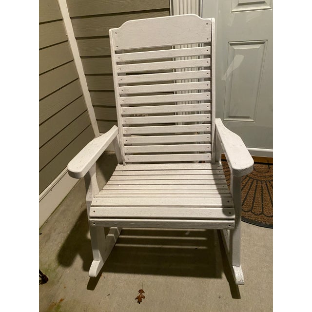 Wood 1980s White Wood Rocking Chairs - Set of 2 For Sale - Image 7 of 9