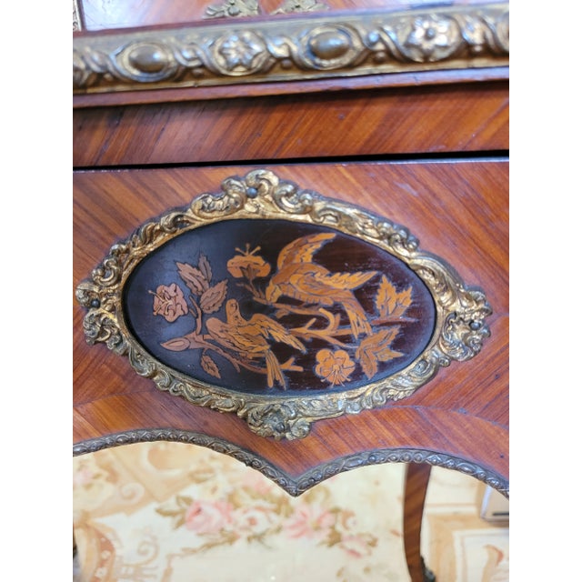 Antique French Inlaid & Bronze Writing Desk For Sale - Image 11 of 12