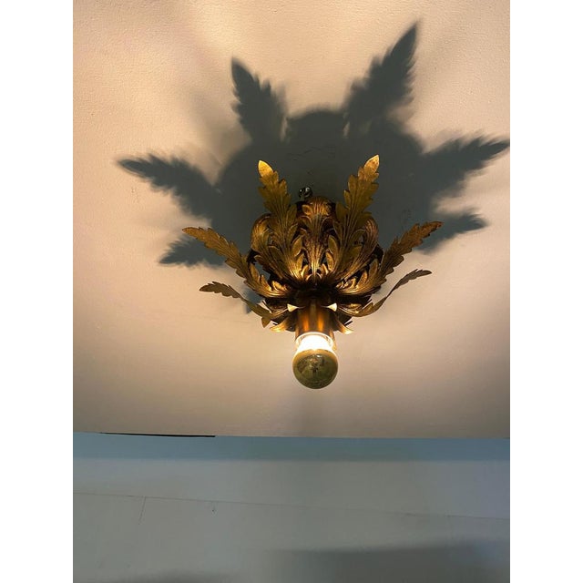 Small Mid-Century Modern Italian Gilt Metal Flush Mount by Biasca, 1960 For Sale - Image 11 of 13