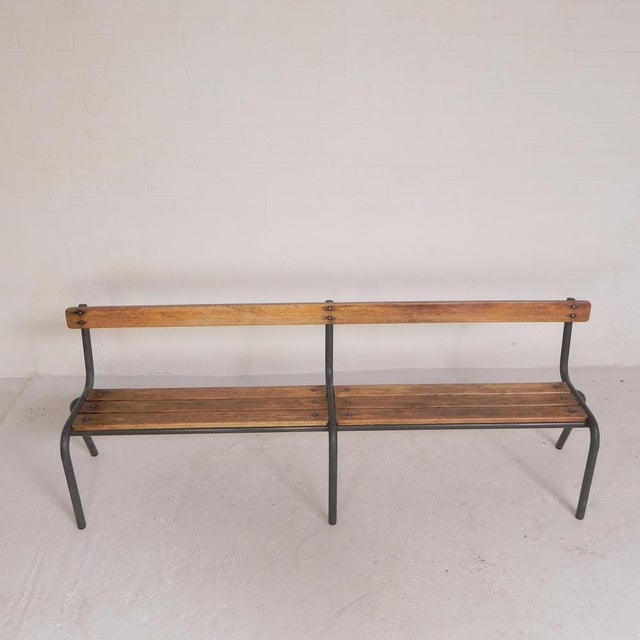 French School Slatted Bench, 1960s For Sale - Image 12 of 18