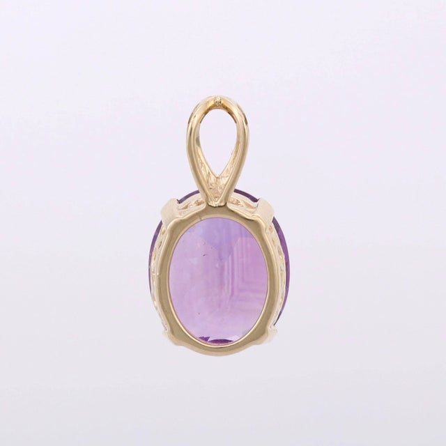 Not Yet Made - Made To Order Amethyst Pendant- 14k Solid Gold Oval Cut Boho Pendant For Sale - Image 5 of 6