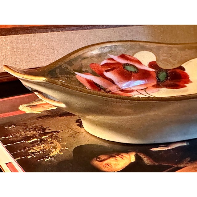 1910s Chicago Osborne Art Studio Hand-Painted Art Nouveau Poppy Porcelain Tray – Signed Osborne For Sale - Image 9 of 18
