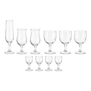 Set of 10 Vintage Cordial Stemware Glasses - Assorted Sizes Clear Glass For Sale