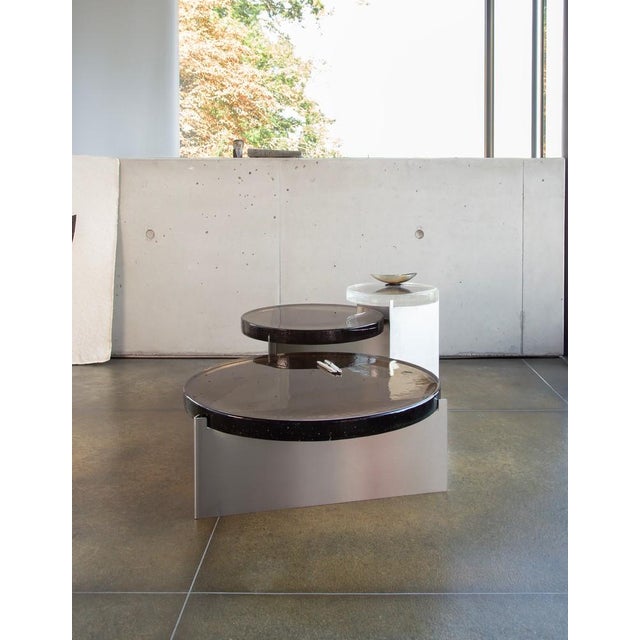 Designed by German talent Sebastian Herkner, the&nbsp;Alwa&nbsp;series features minimalistic side tables composed of metal...