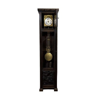 Oak Clock with Saint Gonery Motifs by Joseph Savina For Sale