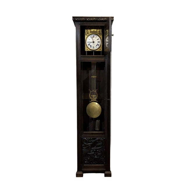 Oak Clock with Saint Gonery Motifs by Joseph Savina For Sale