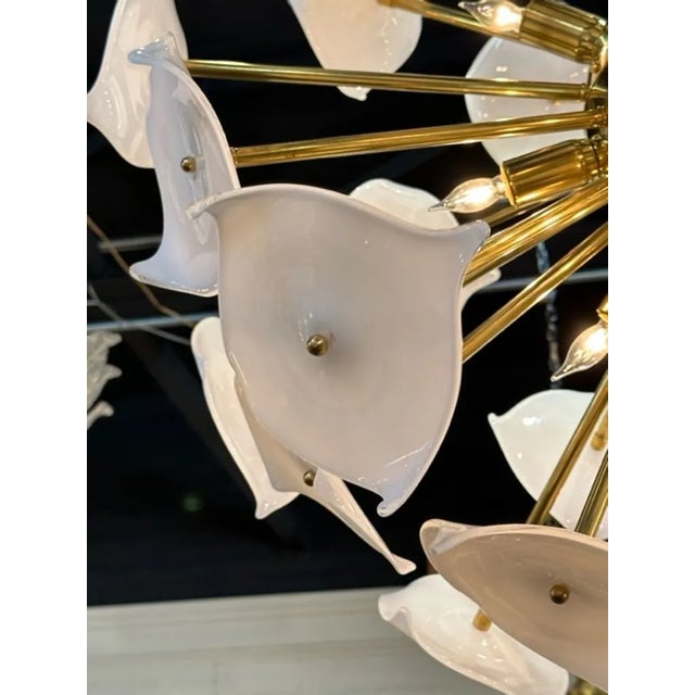 Murano Glass and Brass Sputnik Chandelier For Sale - Image 4 of 7