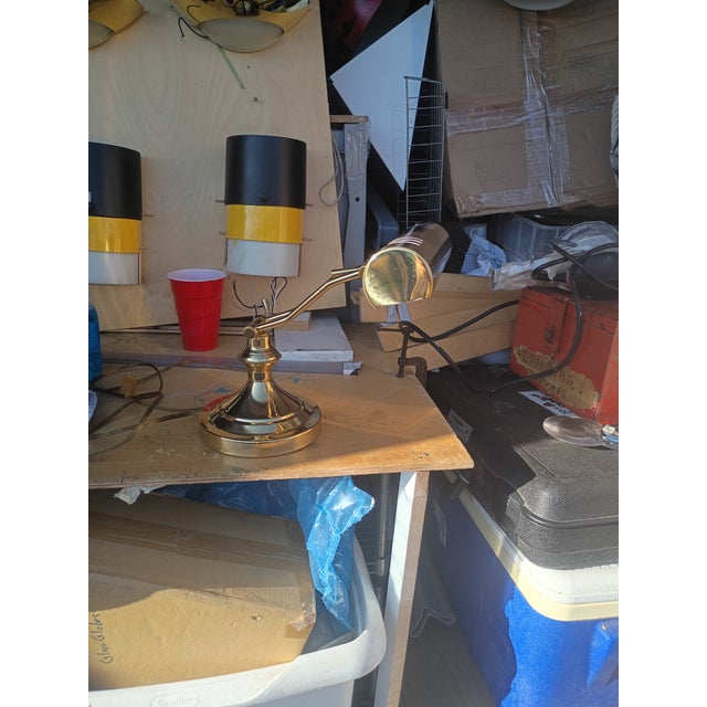 Hollywood Regency Vintage Brass Banker /Piano Lamp For Sale - Image 3 of 6
