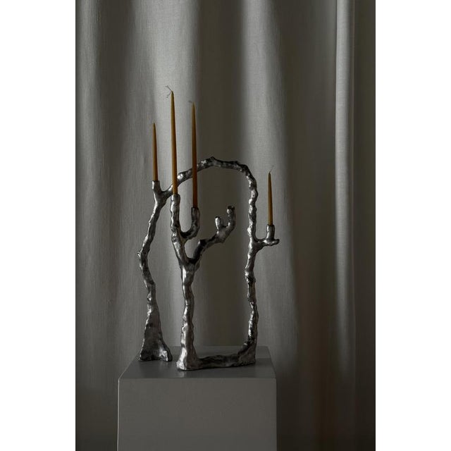 Metal Route Candleholder 02.01 in Cast Aluminium by Sofia Karnukaeva For Sale - Image 7 of 8
