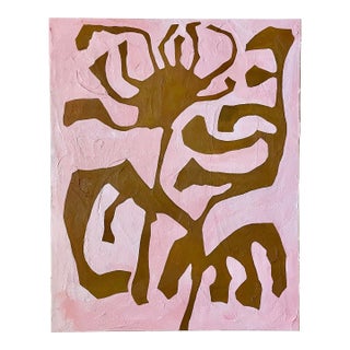 2025 "Il Tarassaco" Abstract Botanical Painting on Canvas by Artist r.k. Red For Sale