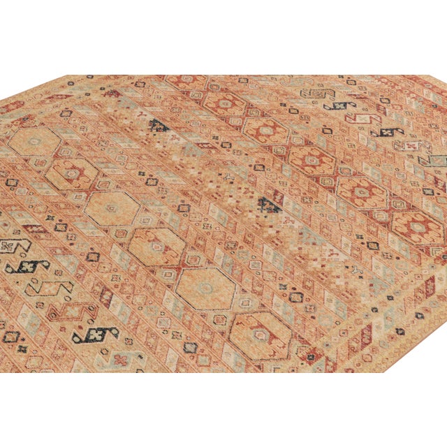 2010s Distressed Tribal Style Rug in Orange and Red Geometric Pattern by Rug & Kilim For Sale - Image 5 of 6