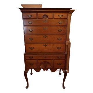 Queen Anne Style Cherry High Boy For Sale