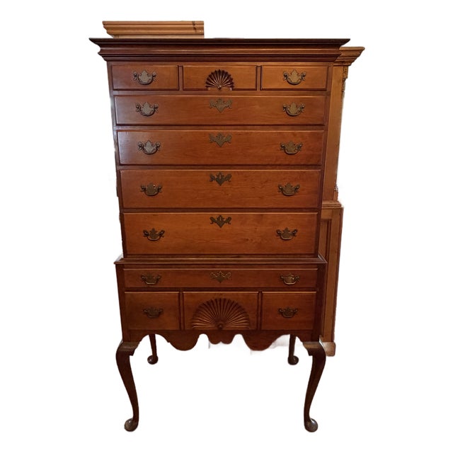 Queen Anne Style Cherry High Boy For Sale