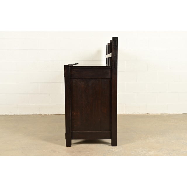Imperial Furniture Grand Rapids Mission Oak Arts & Crafts Strap Hinge Eight-Leg Sideboard, Circa 1900 For Sale - Image 13 of 15