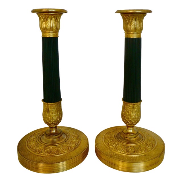 Pair Empire Style Bronze Candlesticks For Sale