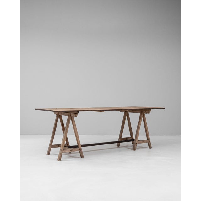 Red Mid 20th Century France Red Wood Dining Table For Sale - Image 8 of 11