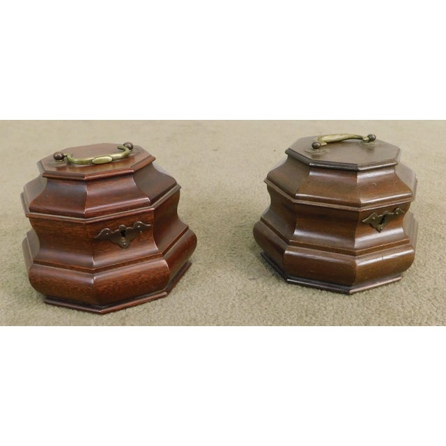 High Quality Set of 2 Lidded Tea Caddies Marked CW