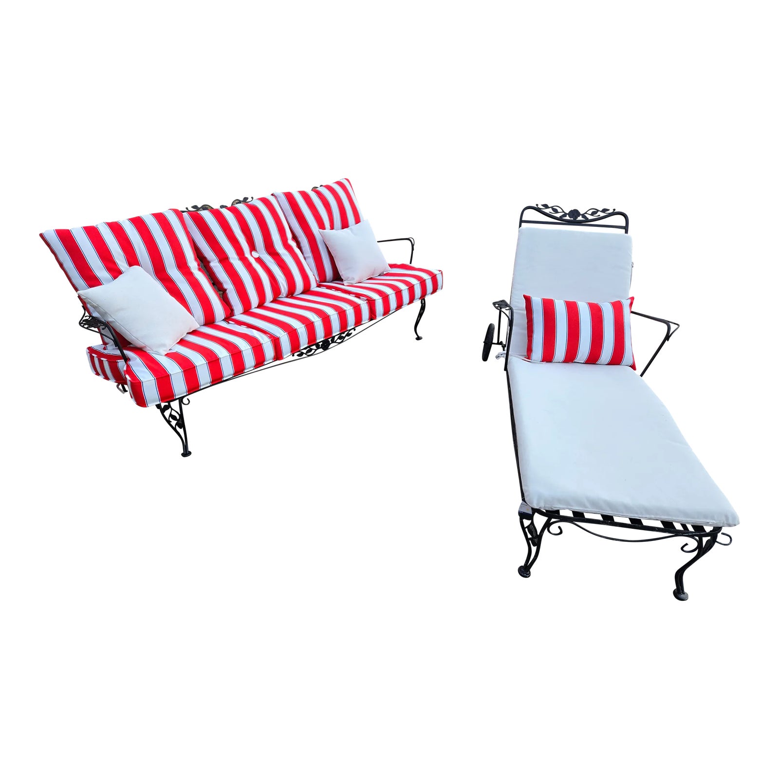 Vintage Wrought Iron Outdoor Patio Sofa & Chaise Chairish