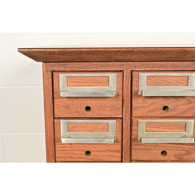 Remington Rand Style Mid-Century Modern 30-Drawer Oak Library Card Catalog, Circa 1960s For Sale - Image 9 of 16