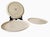 Set of three Russel Wright Oneida MCM style stoneware 11-1/2" diameter dinner plates in linen white. . These were...