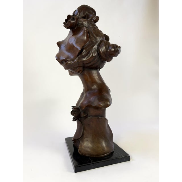 Late 20th Century Late 20th Century Art Nouveau Female Bust Bronze Sculpture For Sale - Image 5 of 9