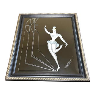 Vintage Framed ‘Fancy Free’, Art Deco Poster, by Romain DeTirtoff (Erte), Plate Signed, Showgirl in Blue Costume For Sale