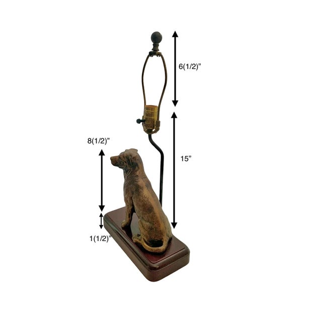 Figurative Late 20th Century Figural Golden Retriever Dog Table Lamp, Metal on Wood Base With Shade, 21.5"h For Sale - Image 3 of 12