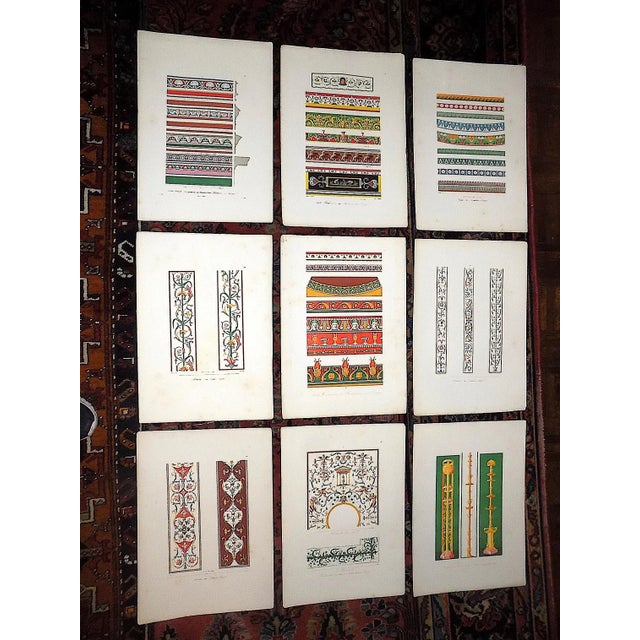 Red Authentic Antique 18th Century Large Folio Size Hand Colored Ornamental Design Lithographs - Set of 9 For Sale - Image 8 of 8