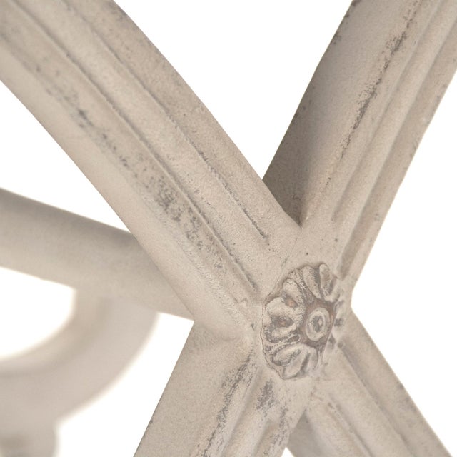 French Country Cora Stool - Grey Velvet / Off-white Painted Frame For Sale - Image 3 of 4