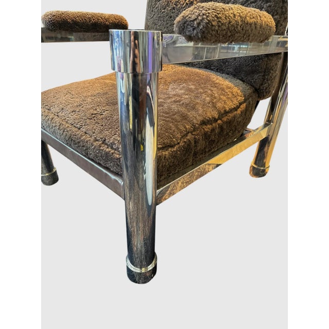 1970s Italian Chrome Leather Lounge Chairs For Sale - Image 4 of 7