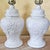 Ceramic Pair of Vintage White Ceramic Ginger Jar Table Lamps With Floral Relief & Diane Shades For Sale - Image 7 of 18