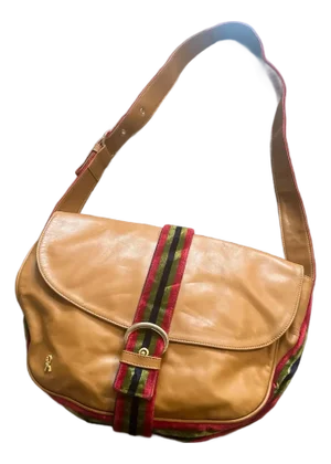 1990s Iconic Brown Leather and Velvet Messanger Bag by Roberta Di Camerino