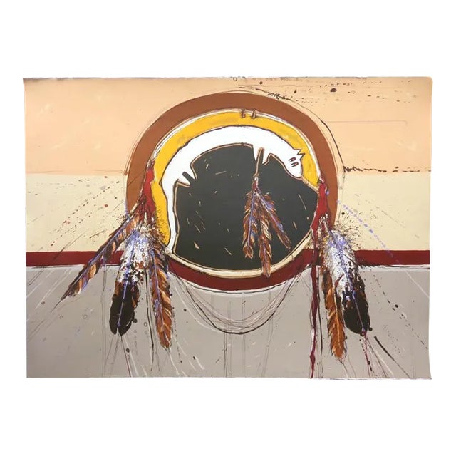 Larry Fodor "Crow Shield" Hand Signed and Colored Limited Edition Lithograph For Sale