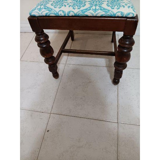 Antique Wood Dark Tone Dining Side Chair With Upholstered Seat For Sale In Naples, FL - Image 6 of 10