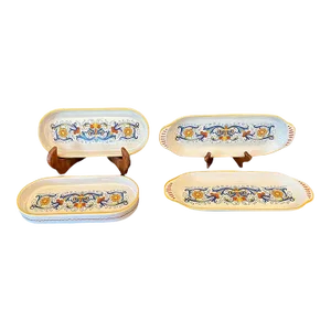 Vintage Ricco Deruta Majolica Italian Pottery Hand Painted Serving Trays - Set of 4