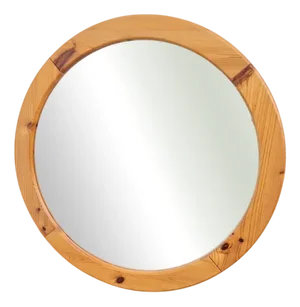 Scandinavian Round Pine Mirror, 1970s