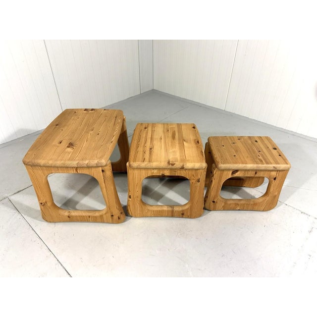 Pine Nesting Tables in the style of Rainer Daumiller, 1970s, Set of 3 For Sale - Image 4 of 18