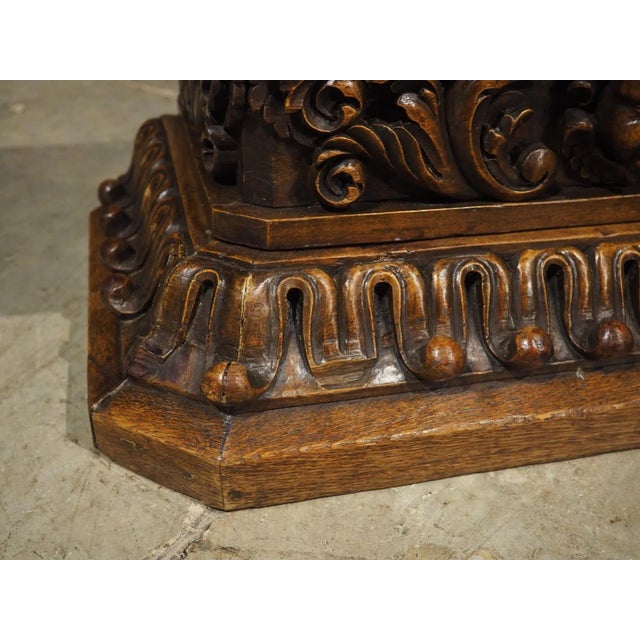 17th Century Oak Carved Socle Pedestal From Northern Italy For Sale - Image 4 of 17