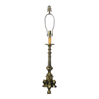Vintage Stiffel Hollywood Regency Tripartite Brass Candlestick Table Lamp For Sale