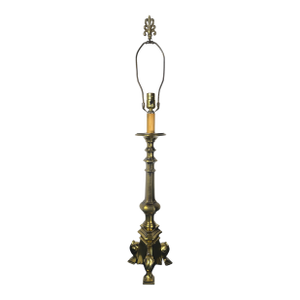 Vintage Stiffel Hollywood Regency Tripartite Brass Candlestick Table Lamp