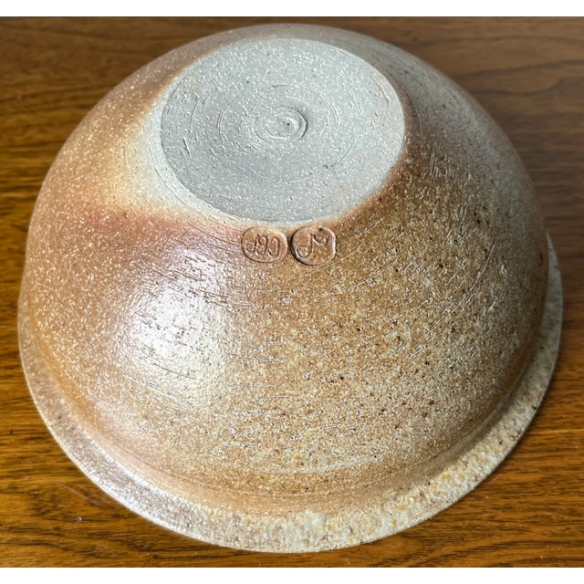 Boho Chic Vintage Handmade Studio Art Pottery 10" Bowl-Signed For Sale - Image 3 of 9