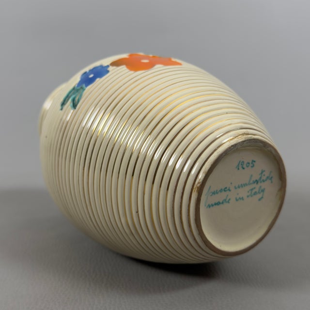 Ceramic Vintage Beige and Orange Ceramic Vase with Relief Flowers from Umbertide Fornaci For Sale - Image 7 of 11