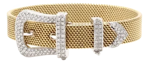 0.75ctw Diamond Mesh Buckle Bracelet, 18k Yellow Gold