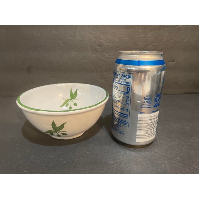 Handpainted Pottery Bowls - White With Green Olives - Made in Portugal - Set of 8 For Sale - Image 4 of 7